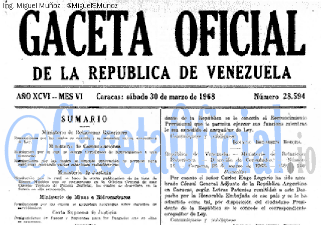 Gaceta Oficial 28594 del 30 Marzo 1968