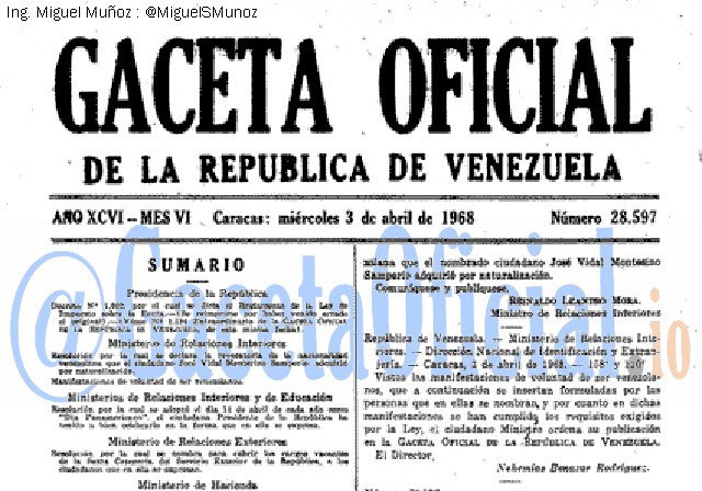 Gaceta Oficial 28597 del 3 Abril 1968