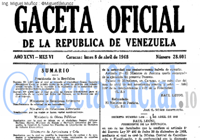 Gaceta Oficial 28601 del 8 Abril 1968