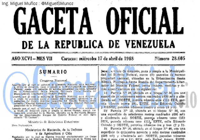 Gaceta Oficial 28605 del 17 Abril 1968