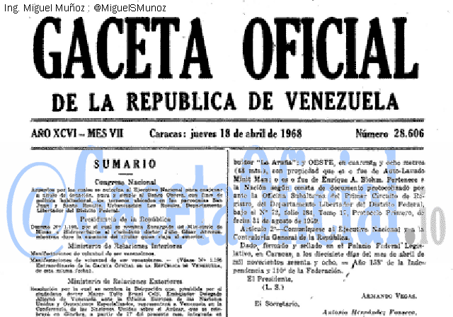 Gaceta Oficial 28606 del 18 Abril 1968