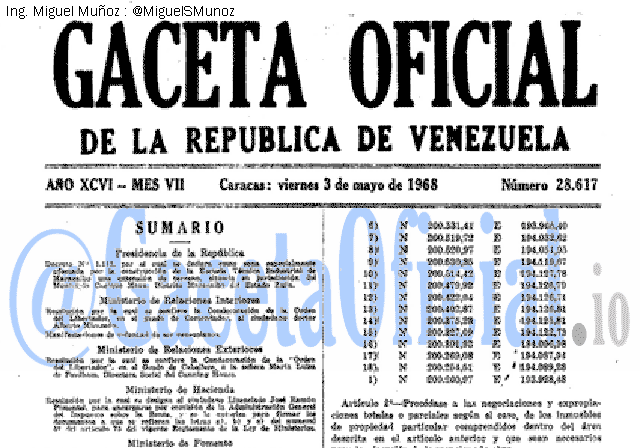 Gaceta Oficial 28617 del 3 Mayo 1968