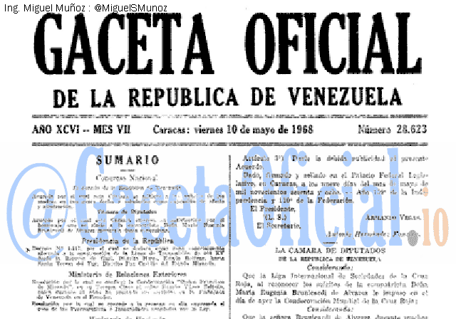 Gaceta Oficial 28623 del 10 Mayo 1968