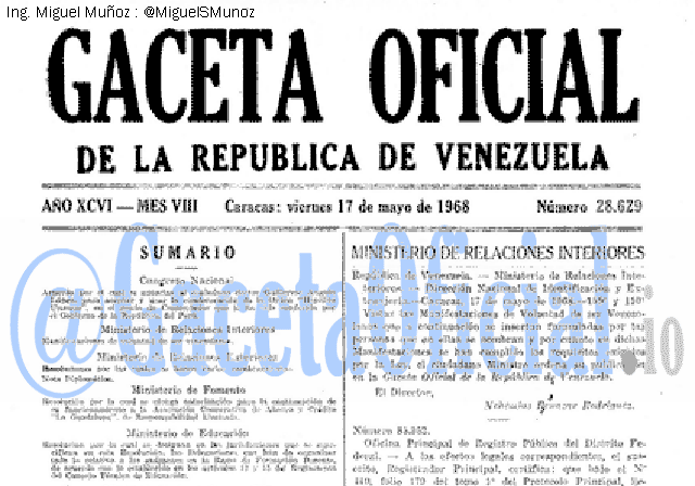 Gaceta Oficial 28629 del 17 Mayo 1968