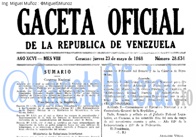 Gaceta Oficial 28634 del 23 Mayo 1968