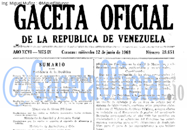 Gaceta Oficial 28651 del 12 Junio 1968