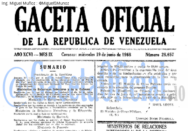 Gaceta Oficial 28657 del 19 Junio 1968