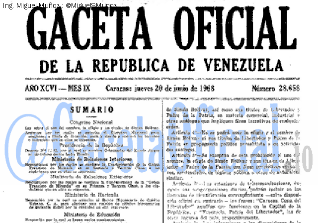Gaceta Oficial 28658 del 20 Junio 1968