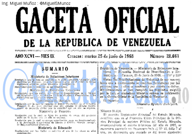 Gaceta Oficial 28661 del 25 Junio 1968
