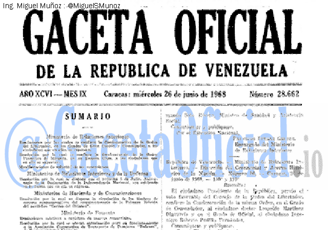 Gaceta Oficial 28662 del 26 Junio 1968