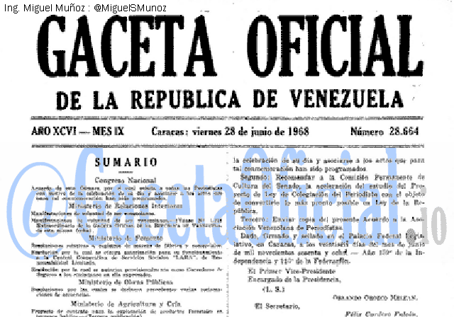 Gaceta Oficial 28664 del 28 Junio 1968
