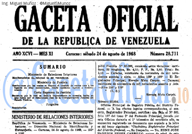 Gaceta Oficial 28711 del 24 Agosto 1968