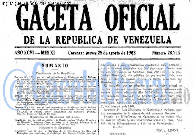 Gaceta Oficial 28715 del 29 Agosto 1968