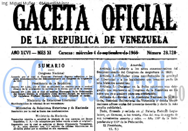 Gaceta Oficial 28720 del 4 Septiembre 1968