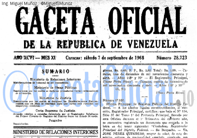 Gaceta Oficial 28723 del 7 Septiembre 1968
