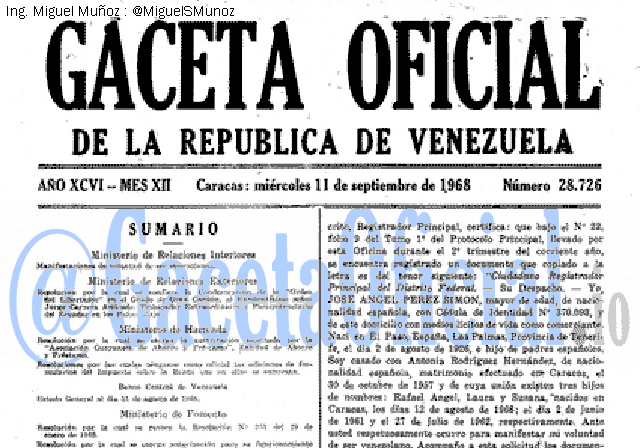 Gaceta Oficial 28726 del 11 Septiembre 1968