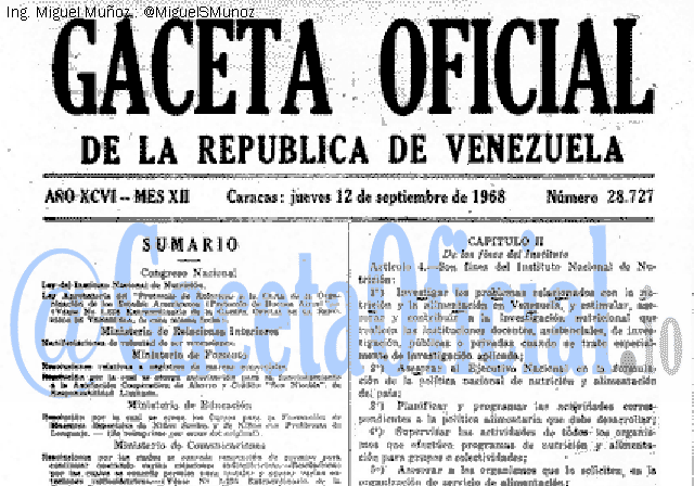 Gaceta Oficial 28727 del 12 Septiembre 1968