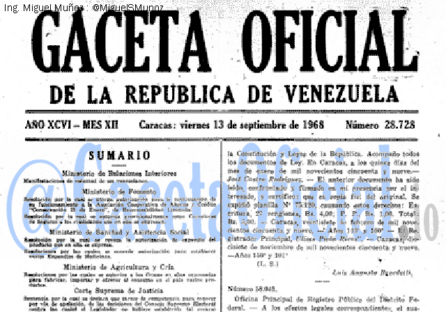 Gaceta Oficial 28728 del 13 Septiembre 1968