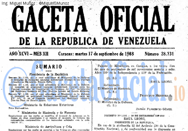 Gaceta Oficial 28731 del 17 Septiembre 1968