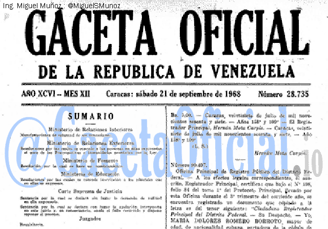 Gaceta Oficial 28735 del 21 Septiembre 1968