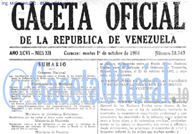 Gaceta Oficial 28743 del 1 Octubre 1968