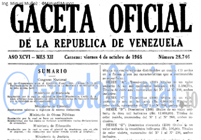 Gaceta Oficial 28746 del 4 Octubre 1968