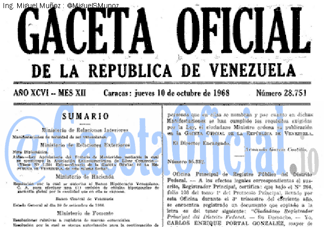 Gaceta Oficial 28751 del 10 Octubre 1968