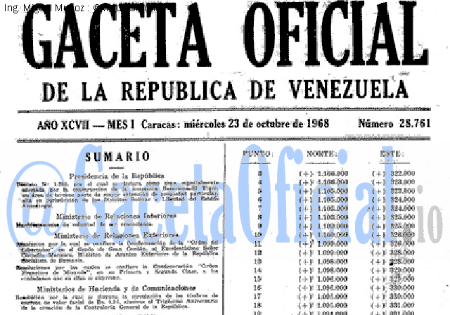 Gaceta Oficial 28761 del 23 Octubre 1968