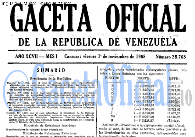 Gaceta Oficial 28768 del 1 Noviembre 1968