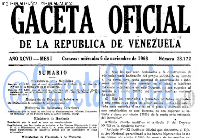 Gaceta Oficial 28772 del 6 Noviembre 1968