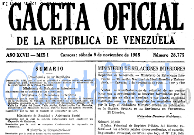 Gaceta Oficial 28775 del 9 Noviembre 1968