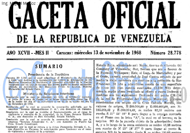 Gaceta Oficial 28778 del 13 Noviembre 1968