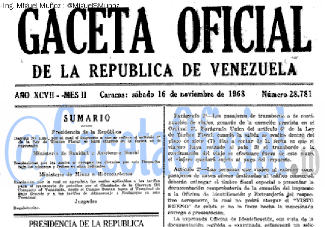 Gaceta Oficial 28781 del 16 Noviembre 1968