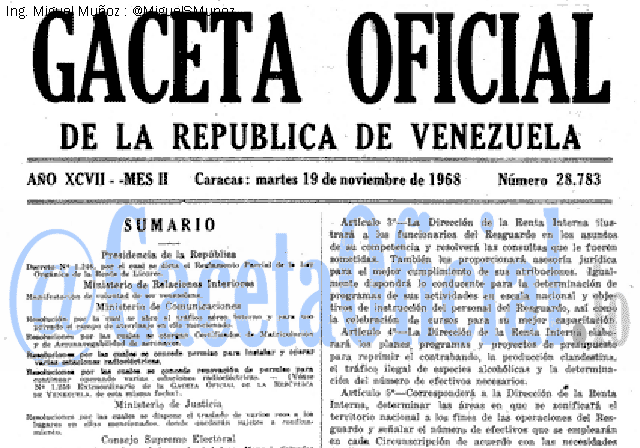 Gaceta Oficial 28783 del 19 Noviembre 1968