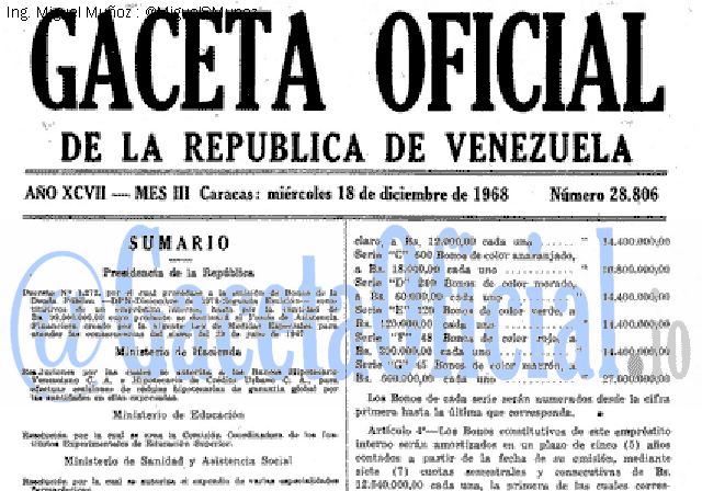 Gaceta Oficial 28806 del 18 Diciembre 1968