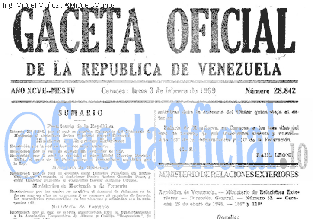 Gaceta Oficial 28842 del 3 Febrero 1969