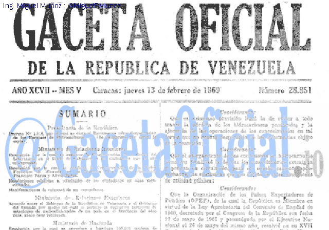 Gaceta Oficial 28851 del 13 Febrero 1969