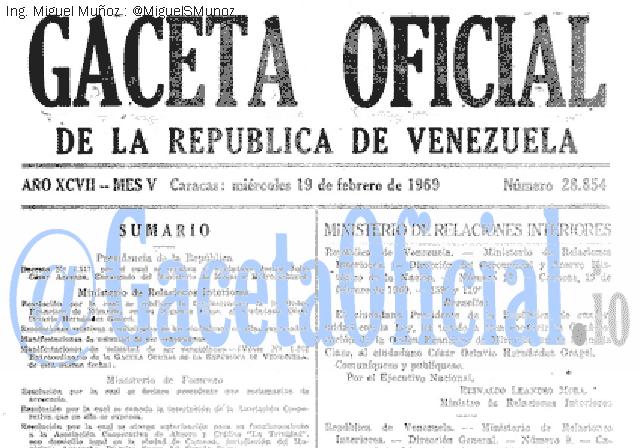 Gaceta Oficial 28854 del 19 Febrero 1969