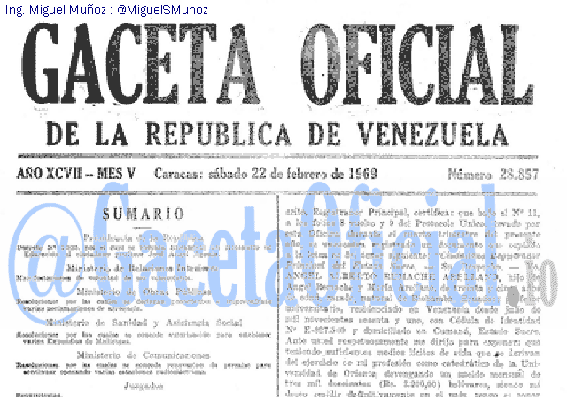 Gaceta Oficial 28857 del 22 Febrero 1969