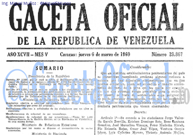 Gaceta Oficial 28867 del 6 Marzo 1969