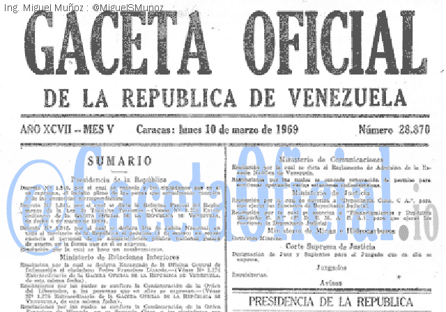 Gaceta Oficial 28870 del 10 Marzo 1969