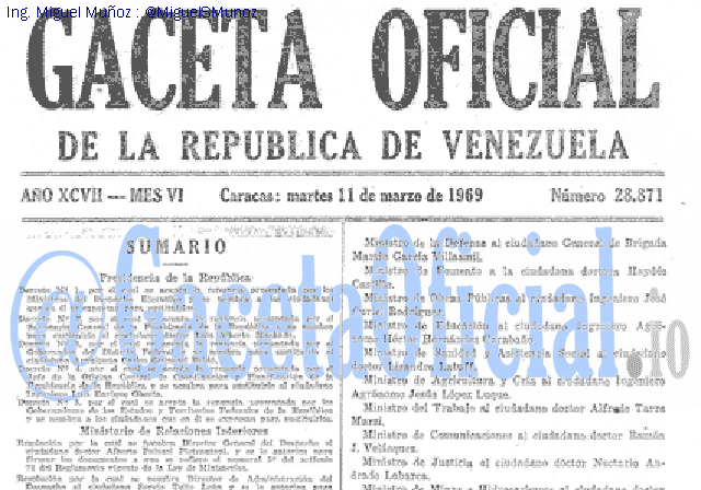 Gaceta Oficial 28871 del 11 Marzo 1969