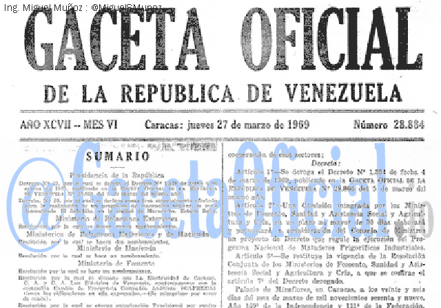 Gaceta Oficial 28884 del 27 Marzo 1969