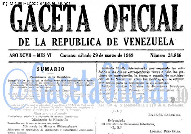 Gaceta Oficial 28886 del 29 Marzo 1969