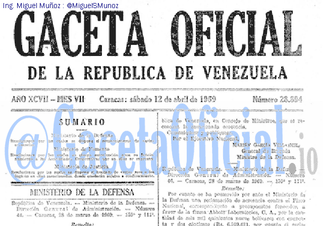 Gaceta Oficial 28894 del 12 Abril 1969