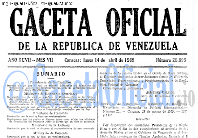 Gaceta Oficial 28895 del 14 Abril 1969