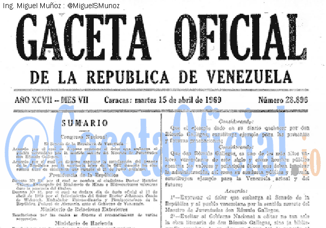 Gaceta Oficial 28896 del 15 Abril 1969