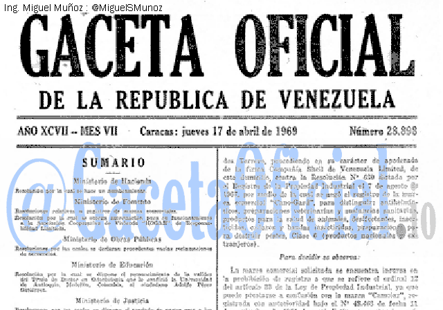 Gaceta Oficial 28898 del 17 Abril 1969