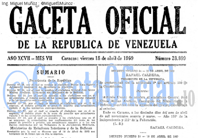 Gaceta Oficial 28899 del 18 Abril 1969