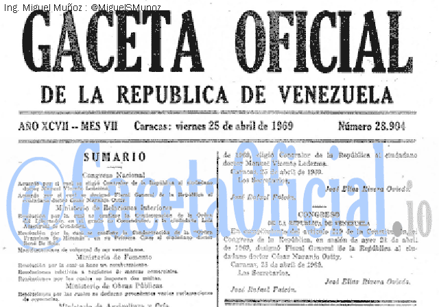 Gaceta Oficial 28904 del 25 Abril 1969